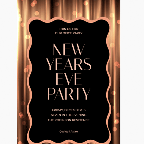 Shimmering Bokeh New Years Party Invite